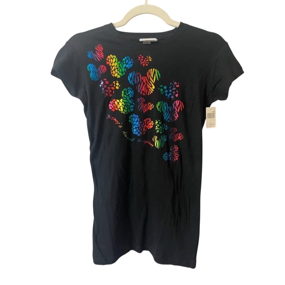 Disney Parks Animal Kingdom T-shirt size M. #10239 Black with rainbow foil